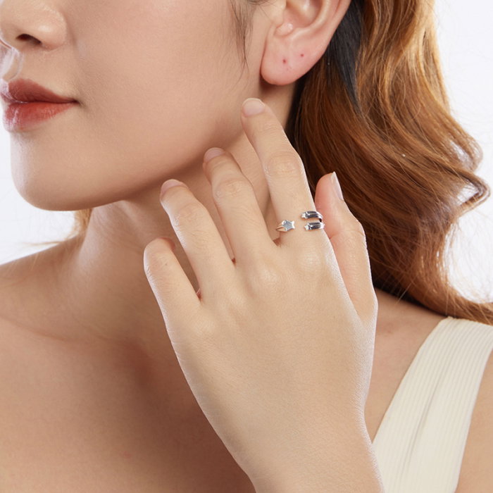 Inel argint reglabil cu stelute [4]