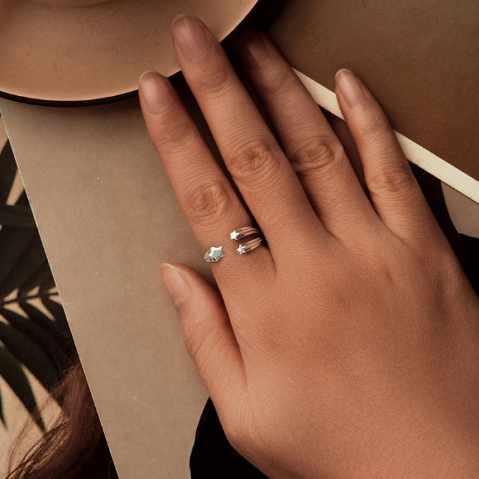 Inel argint reglabil cu stelute [8]