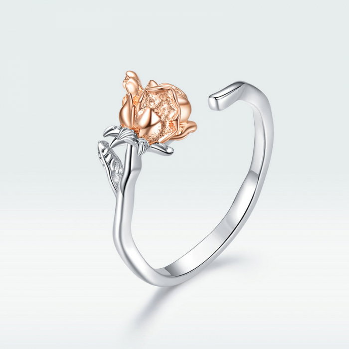 Inel argint reglabil cu trandafir 3D [9]