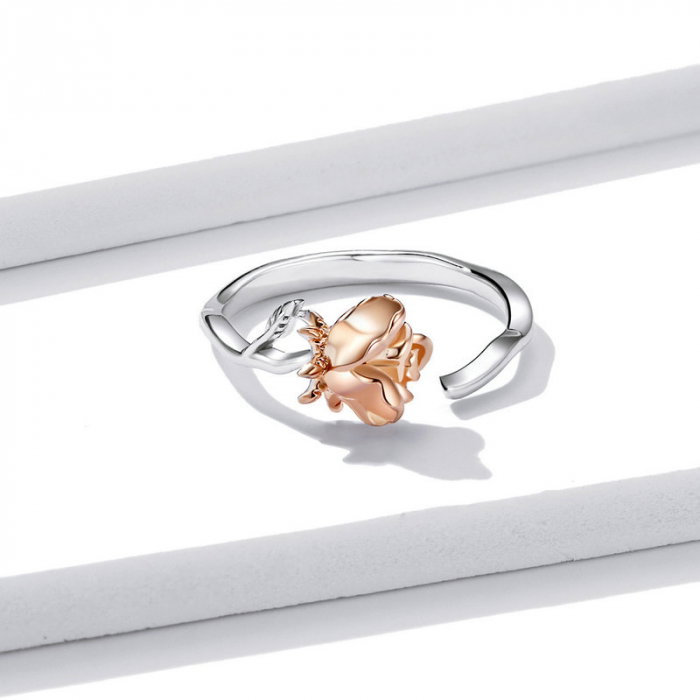 Inel argint reglabil cu trandafir 3D [6]