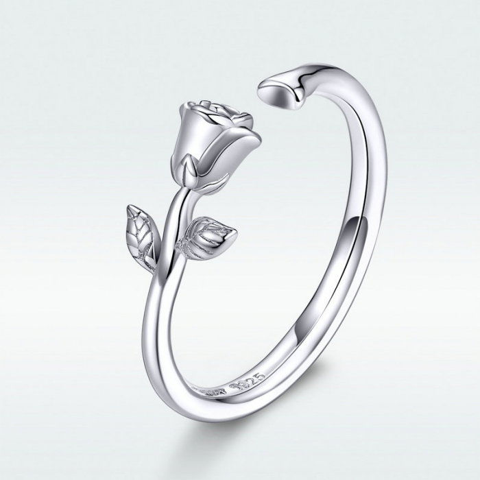 Inel argint reglabil cu trandafir placat cu rodiu [3]