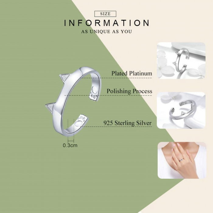 Inel argint reglabil cu urechi si labute de pisicuta [6]