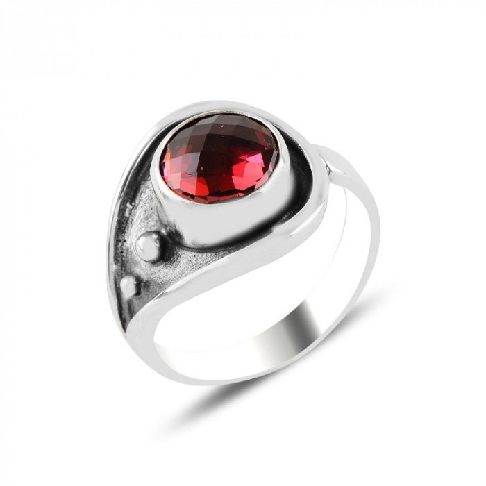 Inel argint reglabil cu zirconiu rubiniu [1]