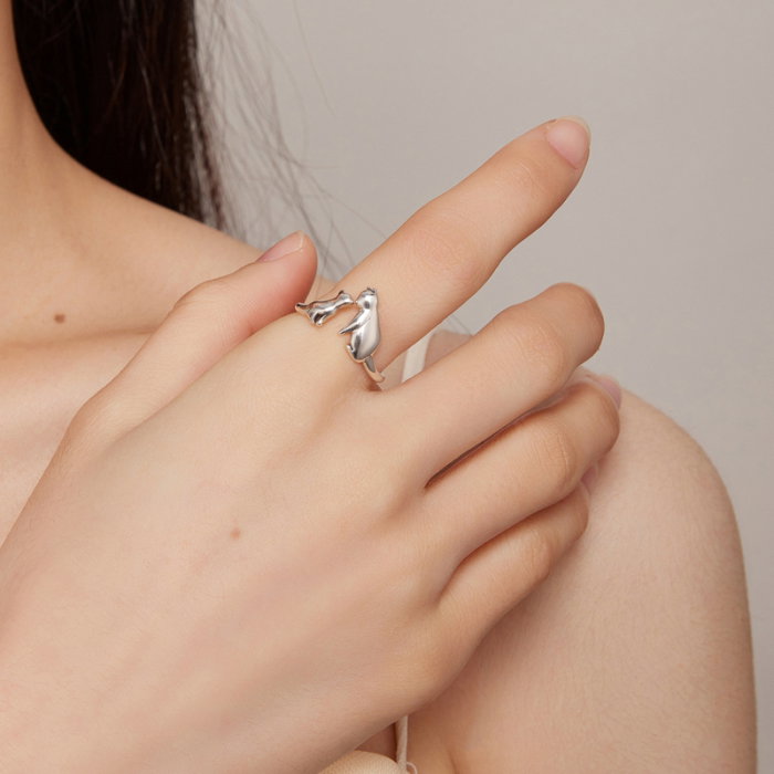 Inel argint reglabil cuplu pisica [2]