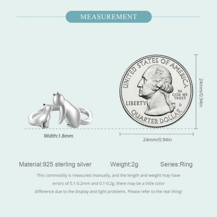 Inel argint reglabil cuplu pisica [10]