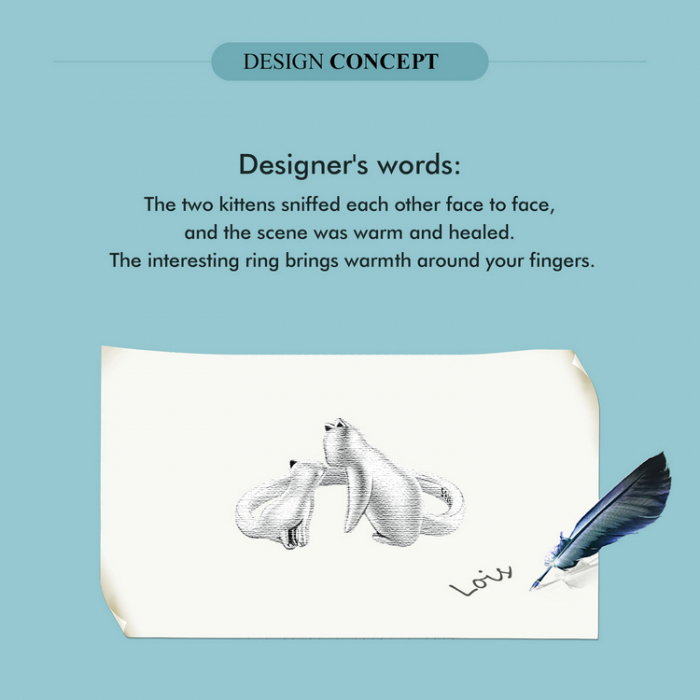 Inel argint reglabil cuplu pisica [8]