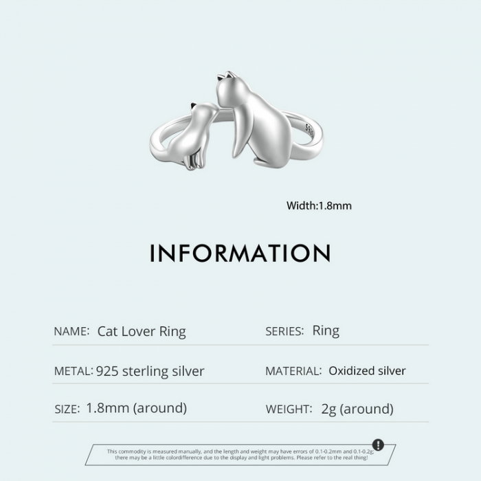 Inel argint reglabil cuplu pisica [9]