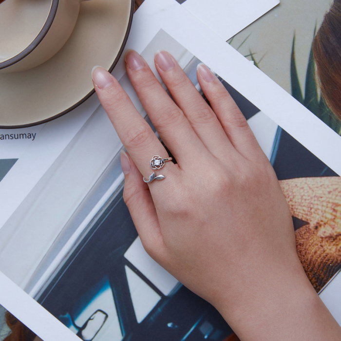 Inel argint reglabil floare de lotus [6]