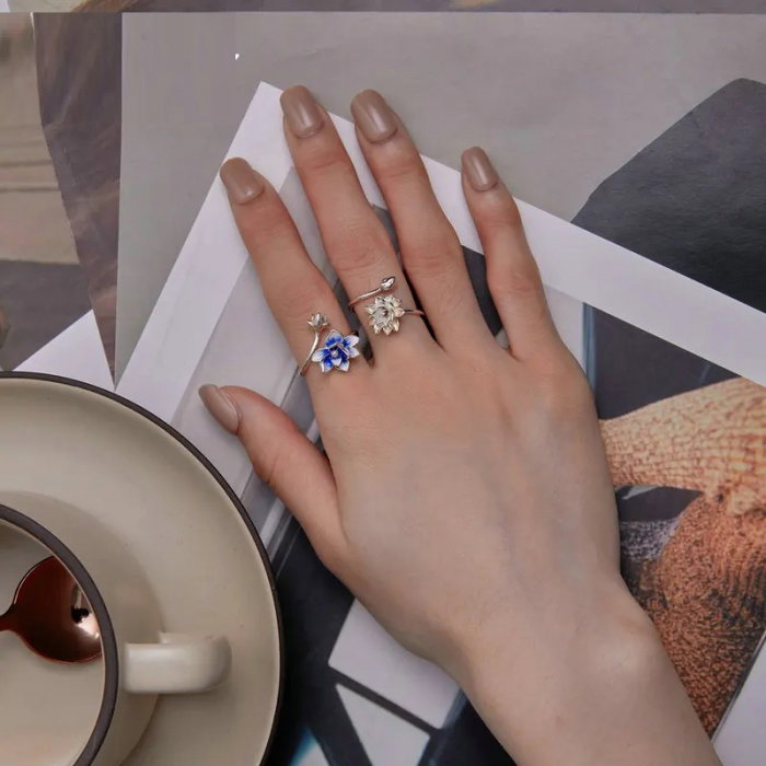 Inel argint reglabil floare de lotus [6]