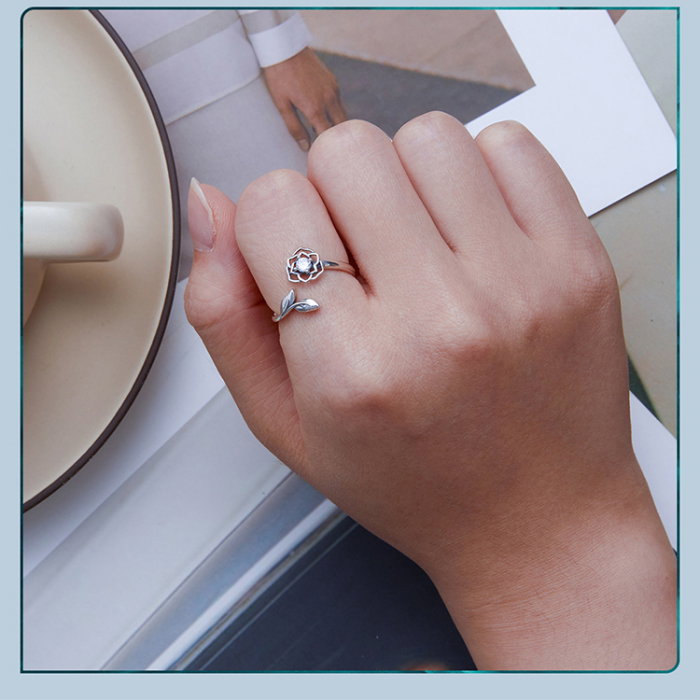 Inel argint reglabil floare de lotus [8]