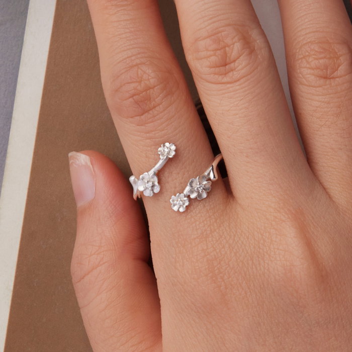 Inel argint reglabil floare de prun [2]