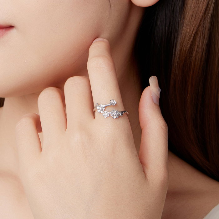 Inel argint reglabil floare de prun [6]