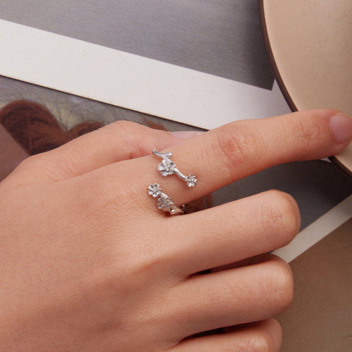 Inel argint reglabil floare de prun [5]