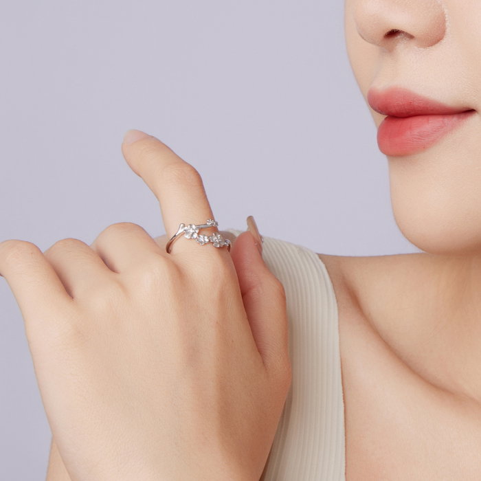 Inel argint reglabil floare de prun [10]