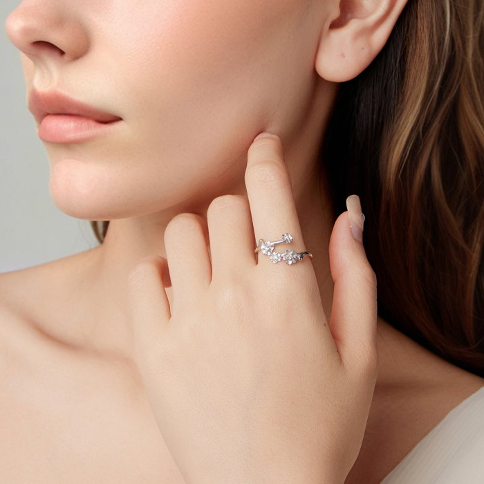 Inel argint reglabil floare de prun [9]