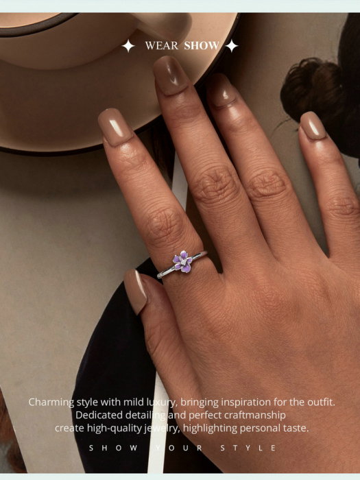 Inel argint reglabil floare mov [12]