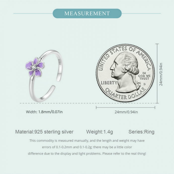 Inel argint reglabil floare mov [10]