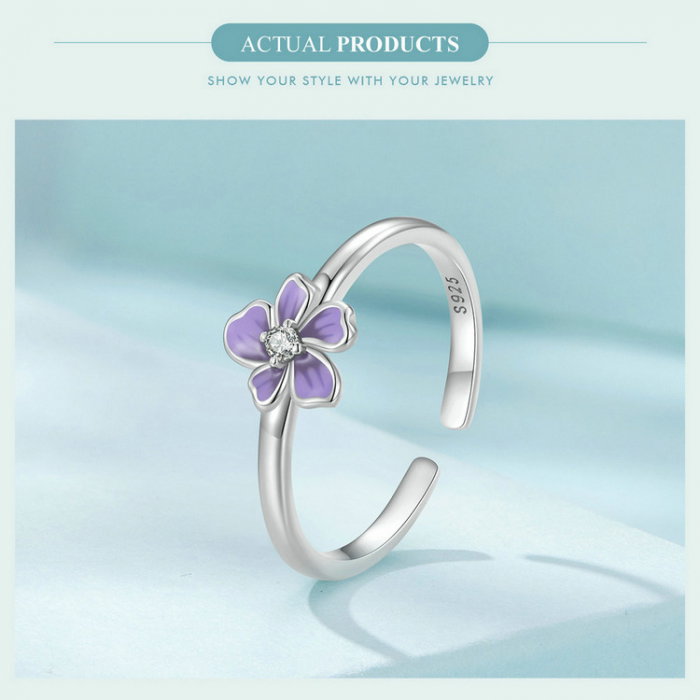 Inel argint reglabil floare mov [15]