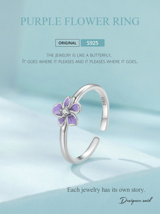 Inel argint reglabil floare mov [16]