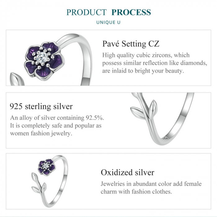 Inel argint reglabil floral [10]