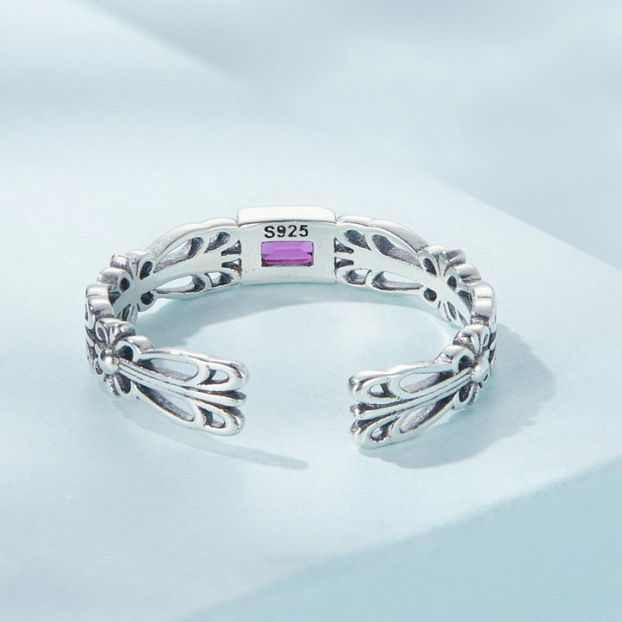 Inel argint reglabil floral cu zirconiu [5]