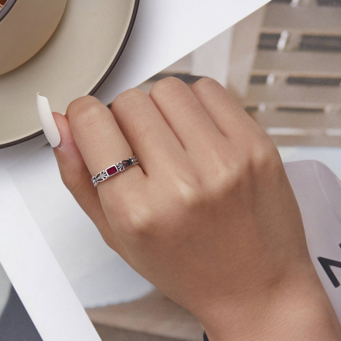 Inel argint reglabil floral cu zirconiu [6]