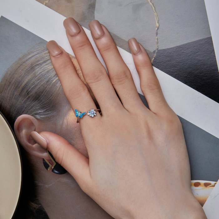 Inel argint reglabil fluture [4]