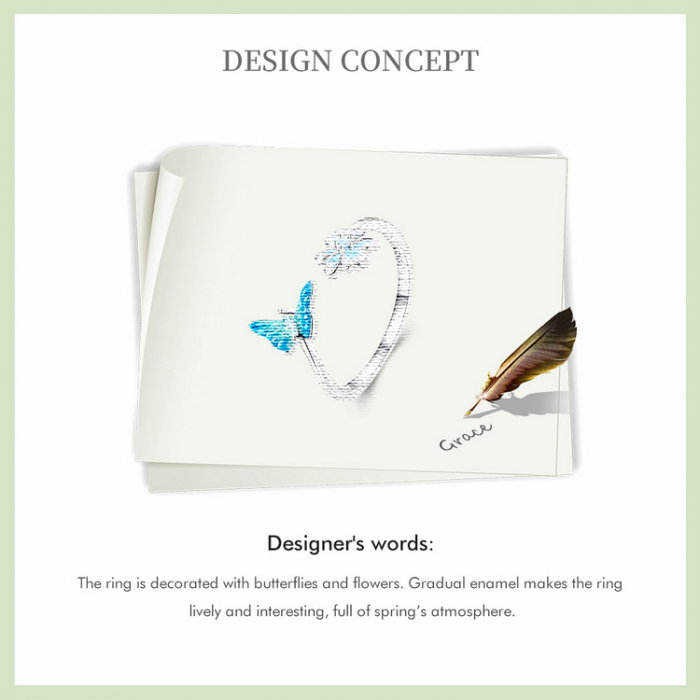 Inel argint reglabil fluture [9]