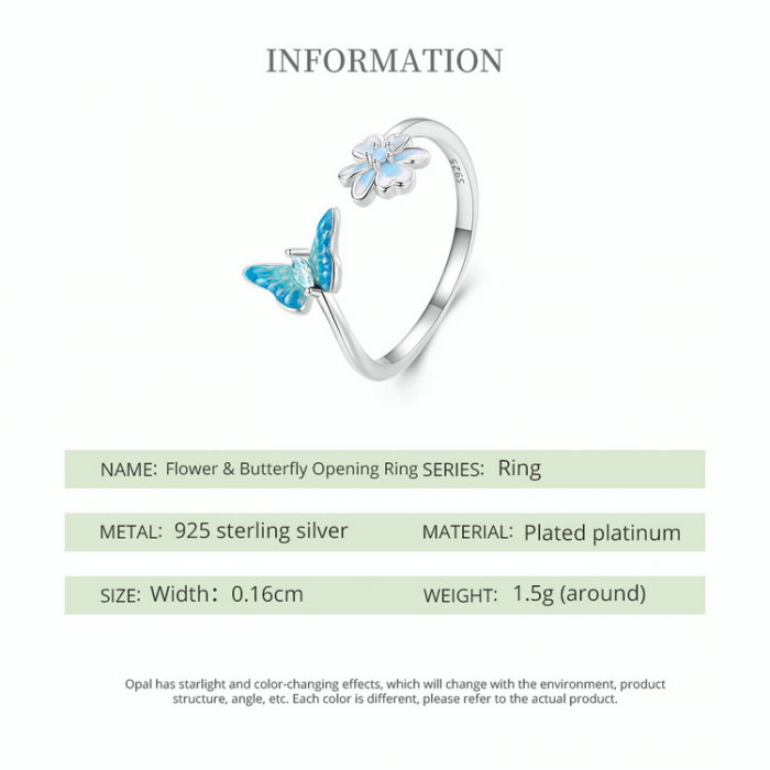 Inel argint reglabil fluture [10]