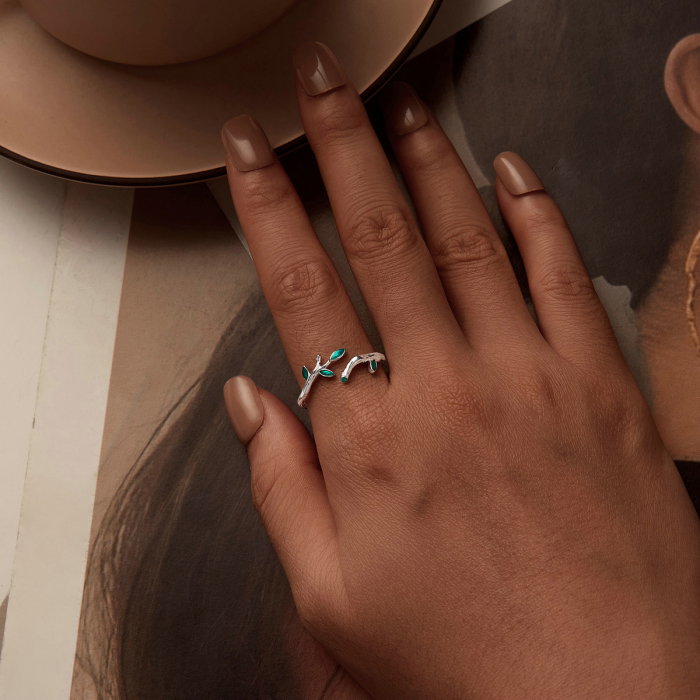 Inel argint reglabil frunze [6]