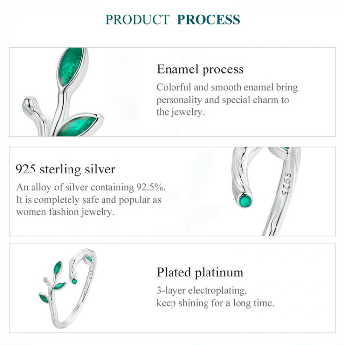 Inel argint reglabil frunze [9]