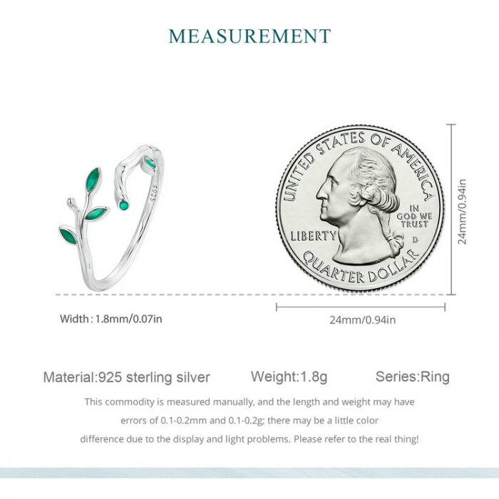 Inel argint reglabil frunze [11]