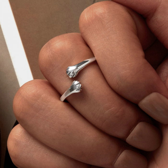 Inel argint reglabil imbratisare de pisica [7]