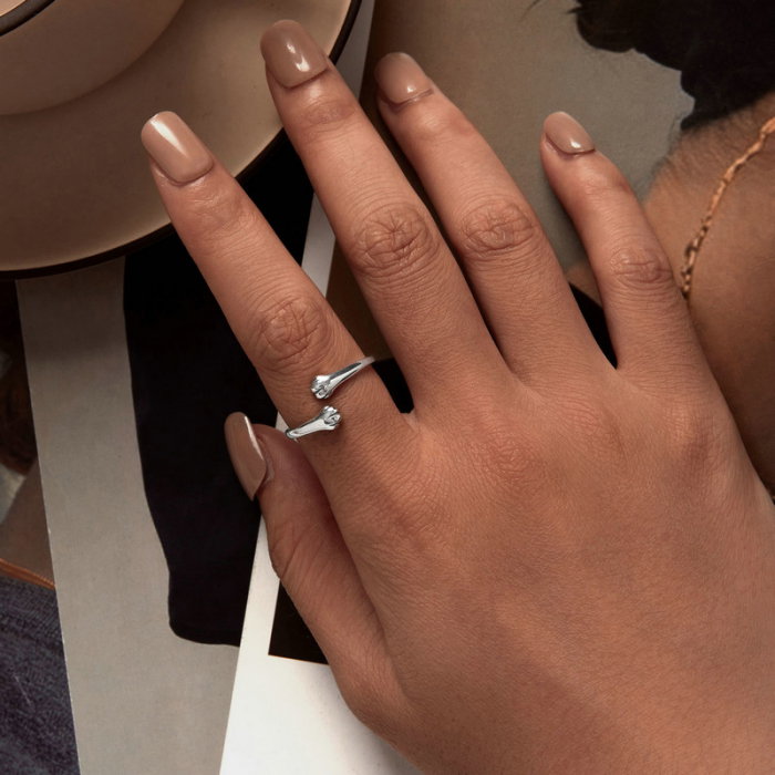 Inel argint reglabil imbratisare de pisica [5]