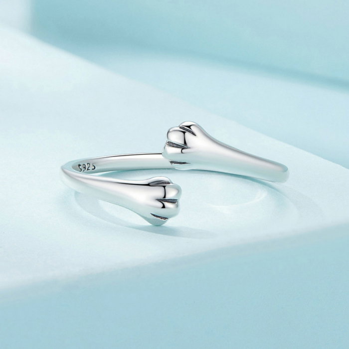 Inel argint reglabil imbratisare de pisica [4]