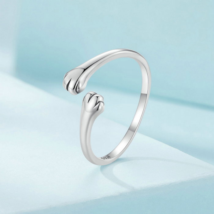 Inel argint reglabil imbratisare de pisica [2]