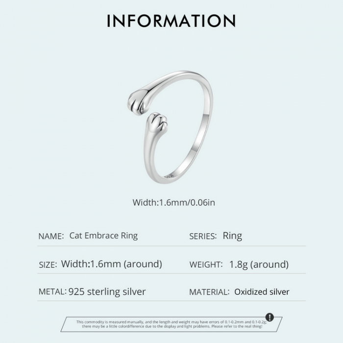 Inel argint reglabil imbratisare de pisica [10]