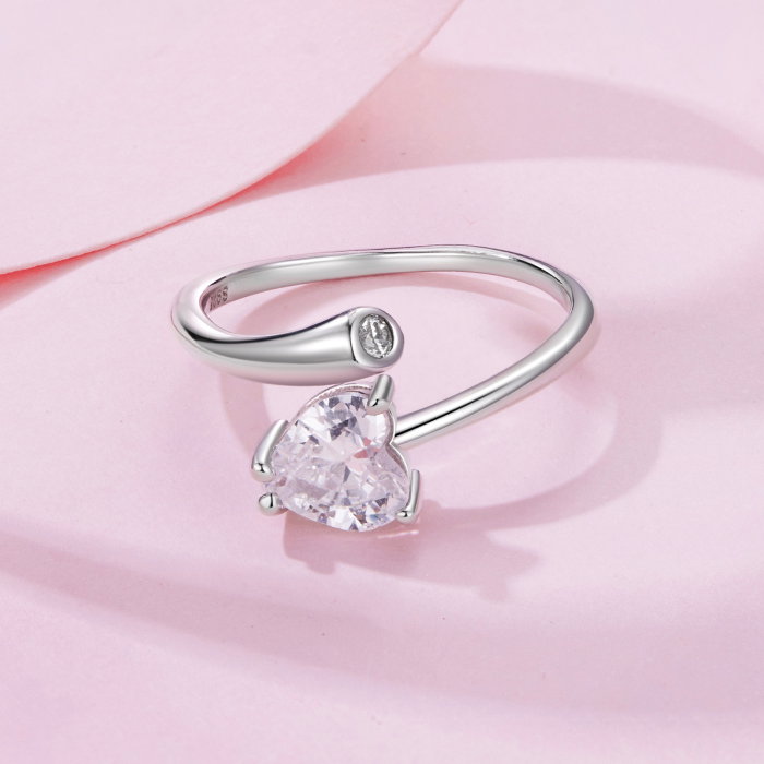 Inel argint reglabil inimioara cu Zirconia [3]