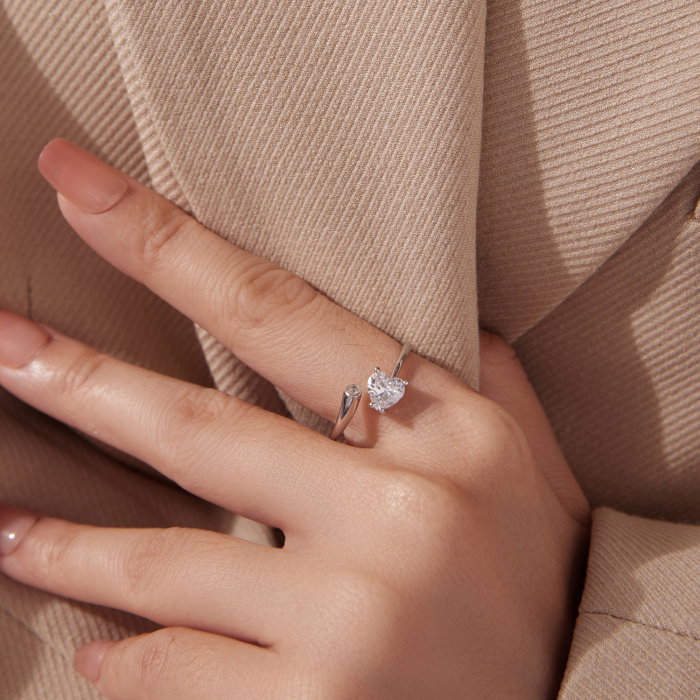 Inel argint reglabil inimioara cu Zirconia [7]