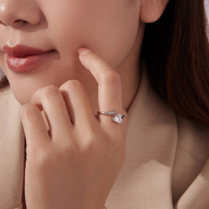 Inel argint reglabil inimioara cu Zirconia [4]