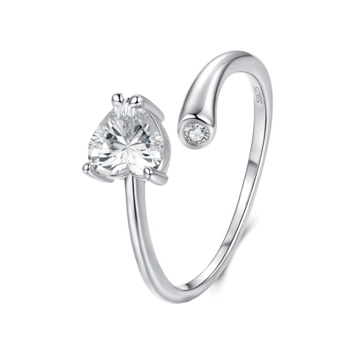 Inel argint reglabil inimioara cu Zirconia [1]