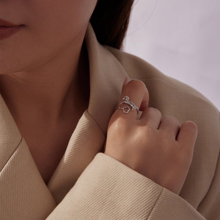 Inel argint reglabil inimioara si calut [8]