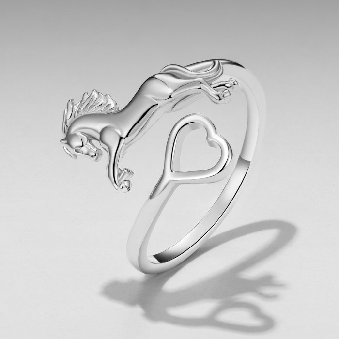 Inel argint reglabil inimioara si calut [3]