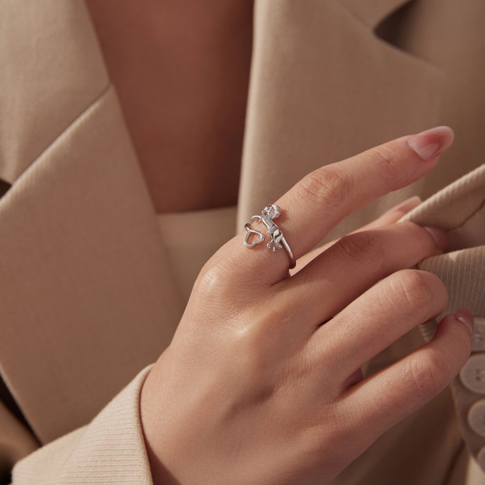 Inel argint reglabil inimioara si calut [4]