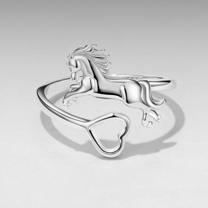 Inel argint reglabil inimioara si calut [5]