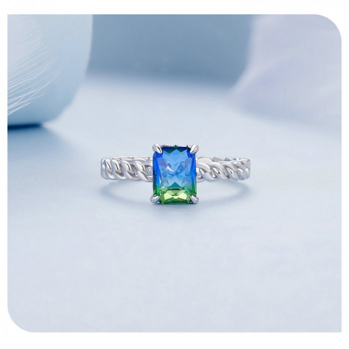 Inel argint reglabil lant si zirconiu turmalina [11]