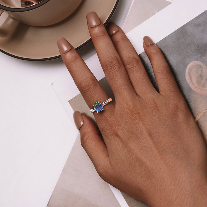 Inel argint reglabil lant si zirconiu turmalina [2]