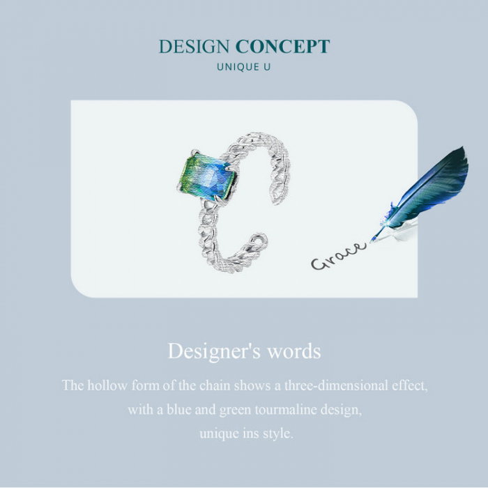 Inel argint reglabil lant si zirconiu turmalina [7]