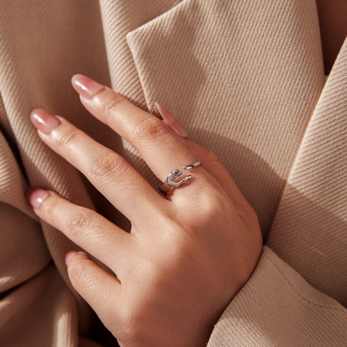 Inel argint reglabil leopard cu Zirconia [6]