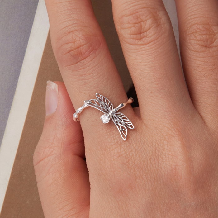 Inel argint reglabil libelula cu Zirconia [2]
